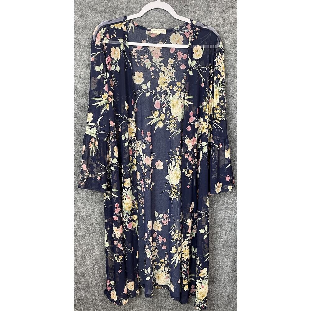 Joie de Vivre Women 3X Sheer Kimono Mesh Duster Poolside Coverup Stretchy Boho